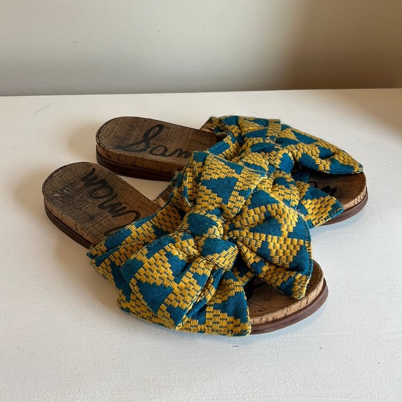 Sam Edelman Blue and Yellow Patterned Sandals - Picture 5 of 12